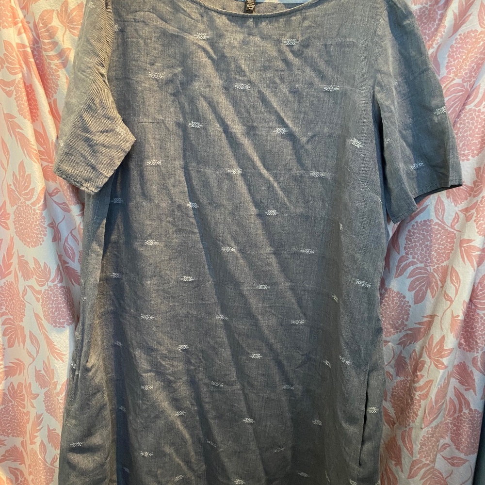 Eileen Fisher gray cotton tunic top with inseam pockets
